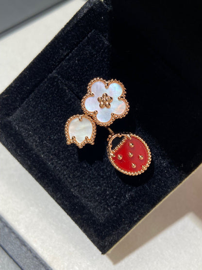[⭐⭐JeweliWhal]GLÜCKS-RING MIT 3 MOTIVEN IN ROSÉGOLD