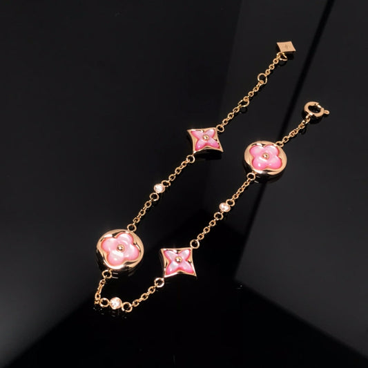 [⭐⭐JeweliWhal]STAR AND SUN 4 MOTIF PINK MOP PINK GOLD BRACELET