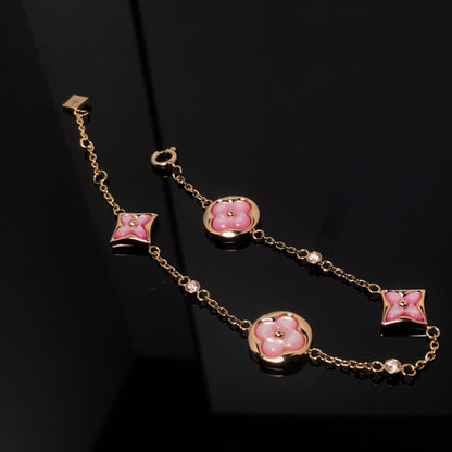 [⭐⭐JeweliWhal]STAR AND SUN 4 MOTIF PINK MOP PINK GOLD BRACELET