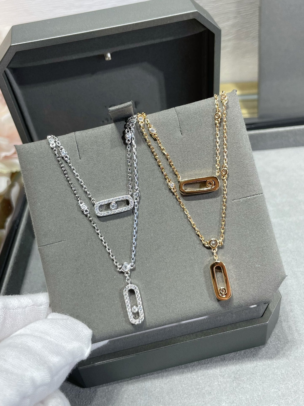[⭐⭐JeweliWhal]MOVE 2 ROW DIAMOND NECKLACE