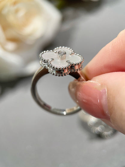[⭐⭐JeweliWhal]CLOVER SILVER MOP DIAMOND RING