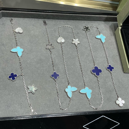 [⭐⭐JeweliWhal]LUCKY CLOVER SILVER 11 MOTIF NECKLACE