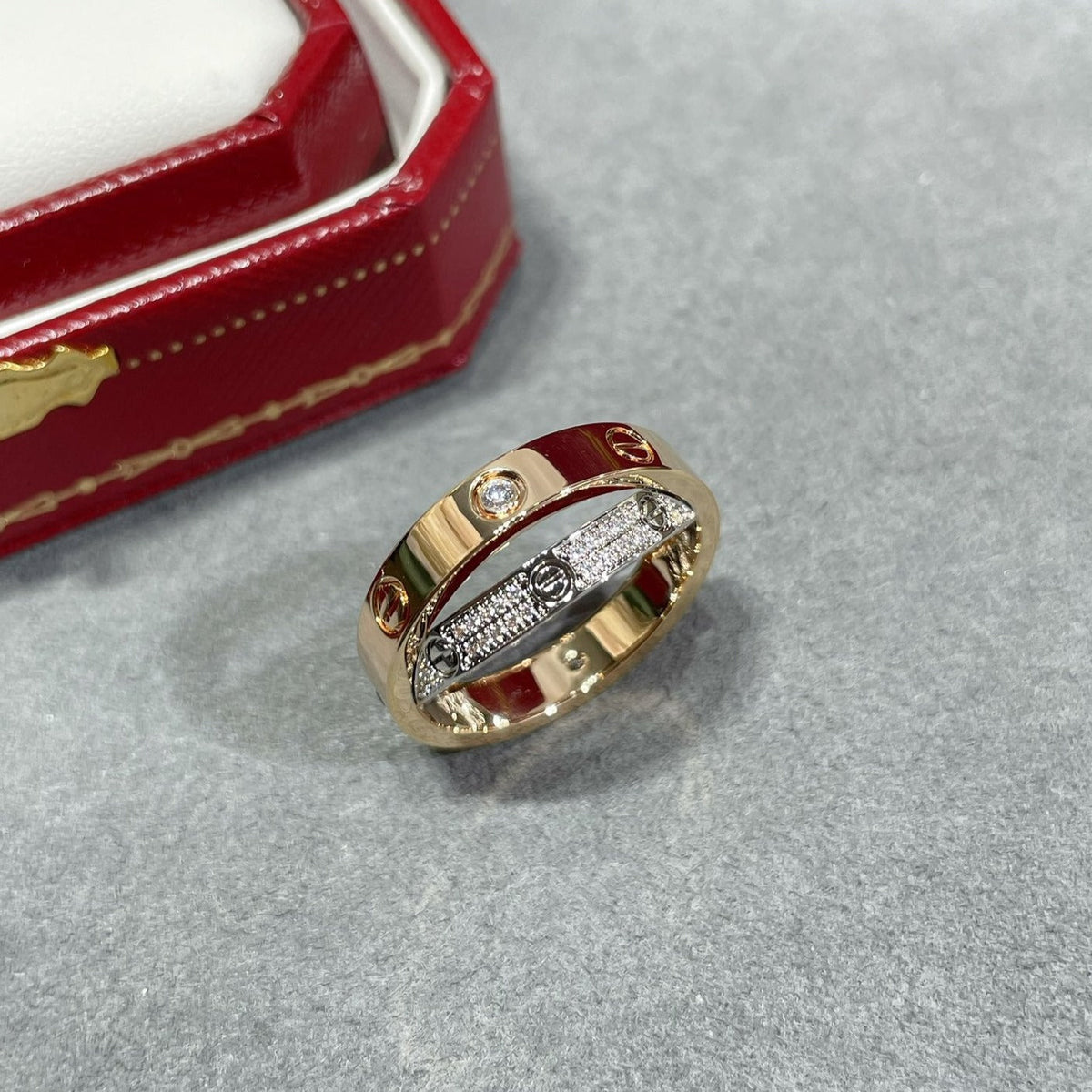 [⭐⭐JeweliWhal]LIEBE ROSÉGOLD SILBER DIAMANT DOPPELRING