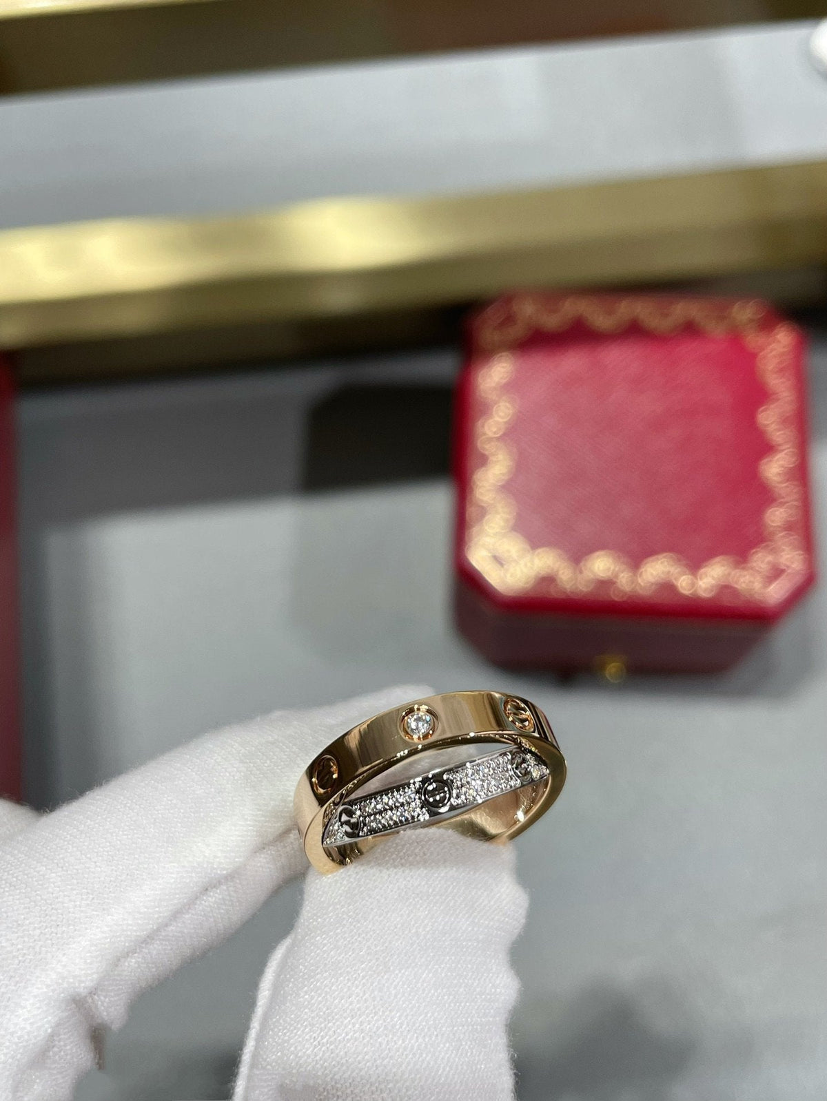 [⭐⭐JeweliWhal]LIEBE ROSÉGOLD SILBER DIAMANT DOPPELRING