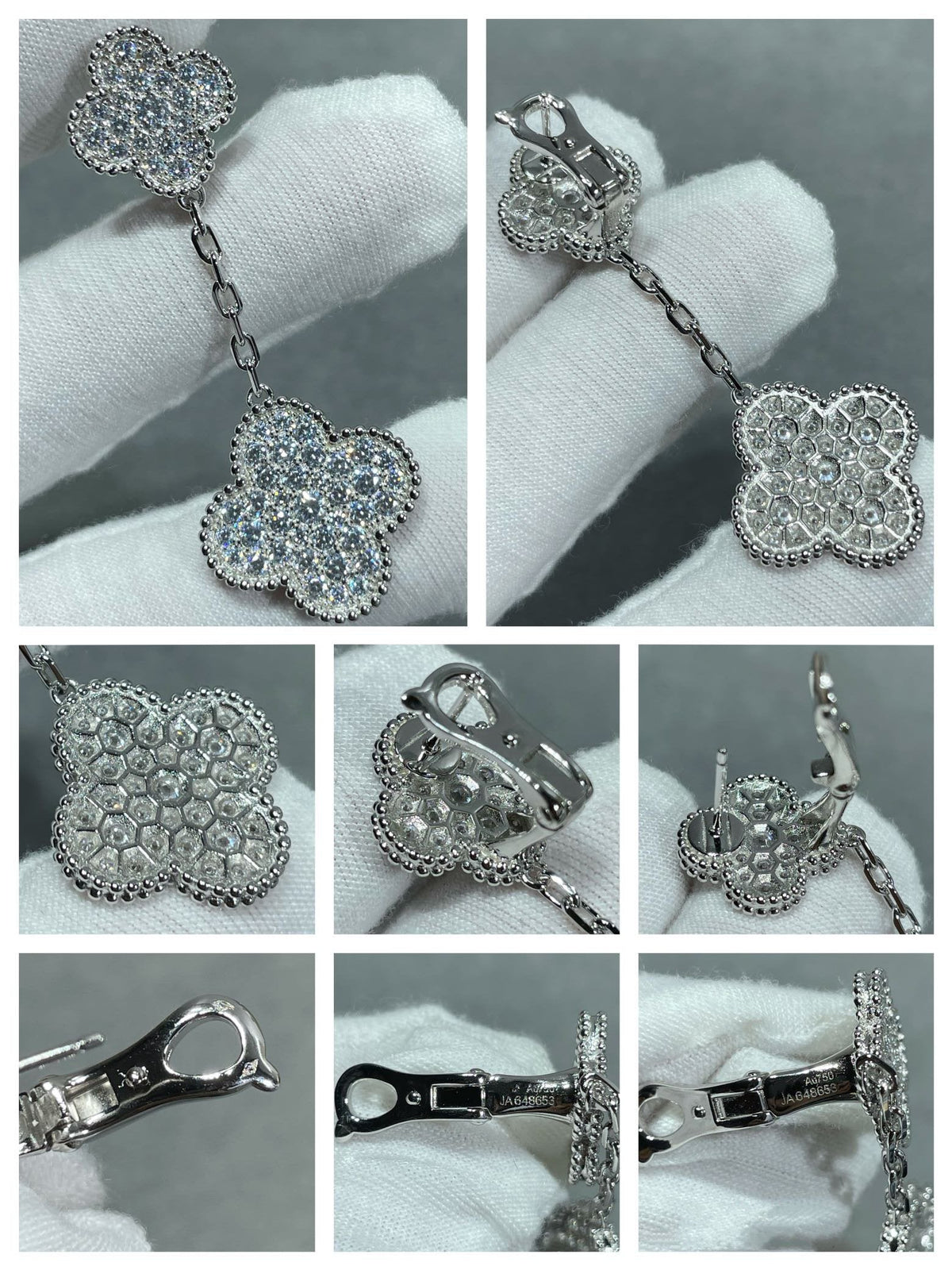 [⭐⭐JeweliWhal]CLOVER 2 MOTIVE OHRRINGE MIT DIAMANT-PAVÉ AUS SILBER