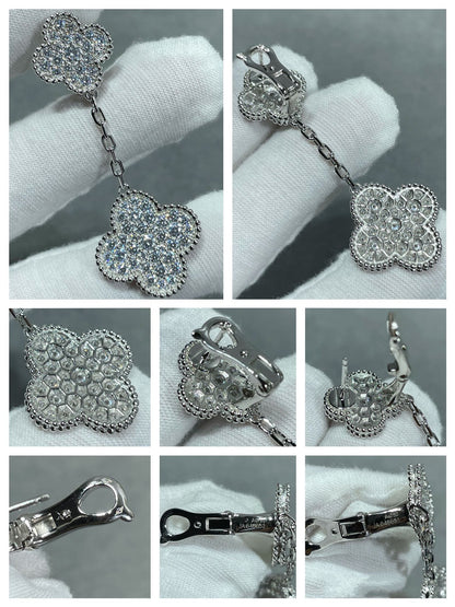 [⭐⭐JeweliWhal]CLOVER 2 MOTIVE OHRRINGE MIT DIAMANT-PAVÉ AUS SILBER