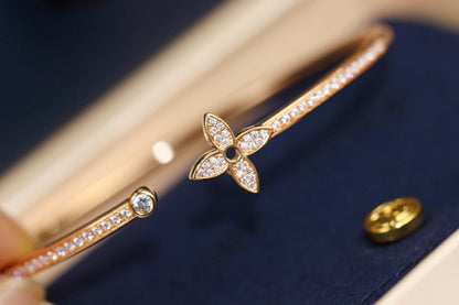 [⭐⭐JeweliWhal]IDYLLE PINK GOLD OPEN BRACELET DIAMOND PAVED