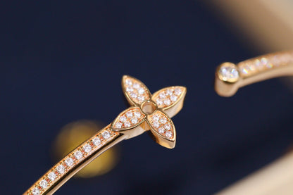 [⭐⭐JeweliWhal]IDYLLE PINK GOLD OPEN BRACELET DIAMOND PAVED