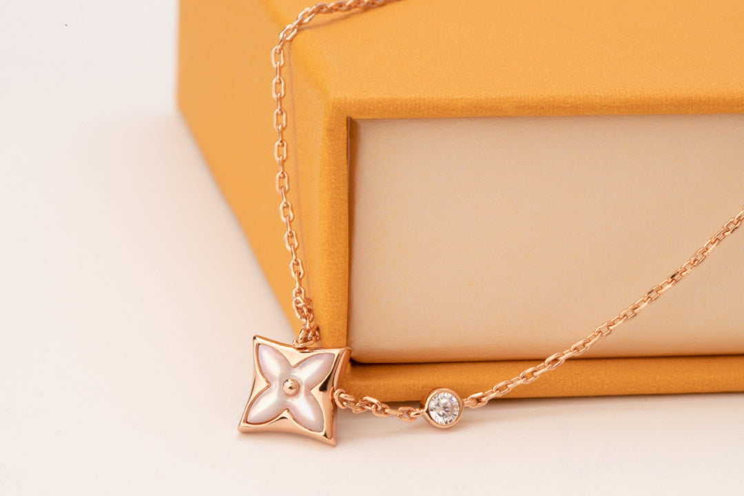 [⭐⭐JeweliWhal]STAR PINK MOP 1 DIAMANT ROSÉGOLD HALSKETTE