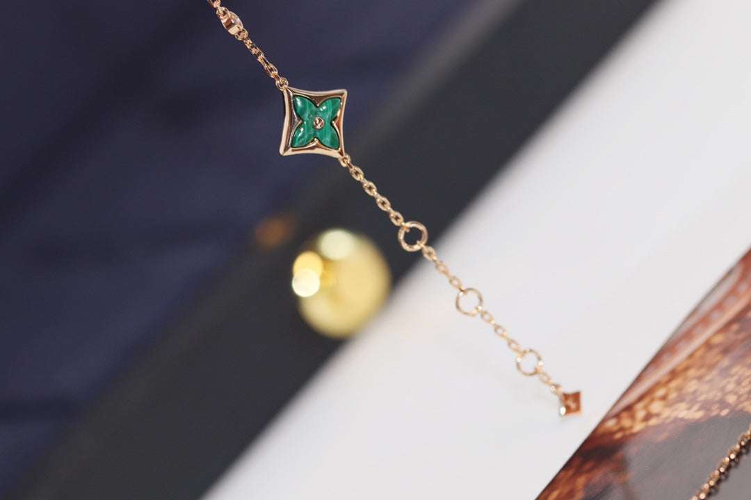 [⭐⭐JeweliWhal]STAR AND SUN 4 MOTIF PINK GOLD MALACHITE BRACELET