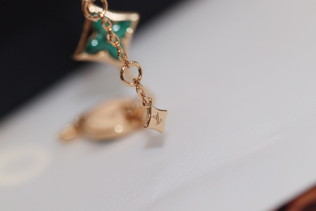 [⭐⭐JeweliWhal]STAR AND SUN 4 MOTIF PINK GOLD MALACHITE BRACELET