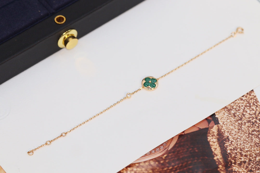 [⭐⭐JeweliWhal]STAR AND SUN 4 MOTIF PINK GOLD MALACHITE BRACELET