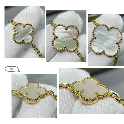 [⭐⭐JeweliWhal]CLOVER 16 MOTIV WEISSES PERLMUTT GOLDKETTE