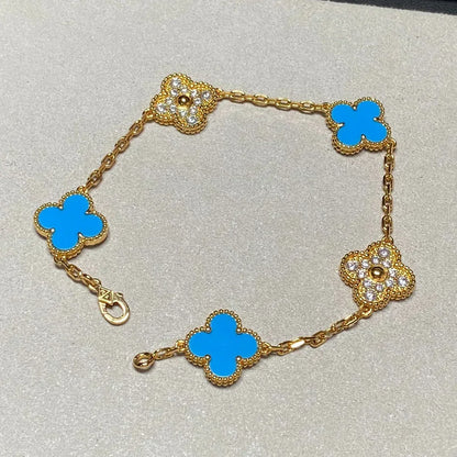 [⭐⭐JeweliWhal] CLOVER 5 MOTIF BLUE AGATE BRACELET COLLECTION