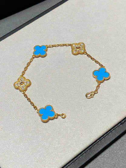 [⭐⭐JeweliWhal] CLOVER 5 MOTIF BLUE AGATE BRACELET COLLECTION
