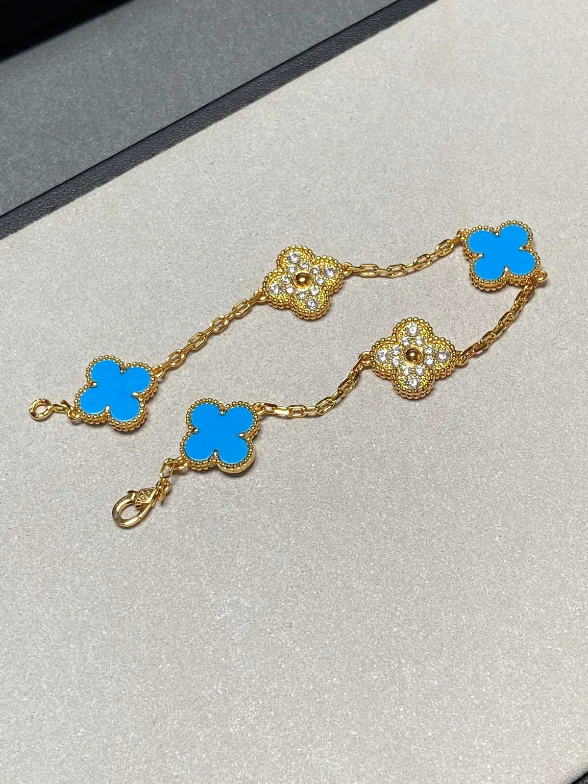 [⭐⭐JeweliWhal] CLOVER 5 MOTIF BLUE AGATE BRACELET COLLECTION