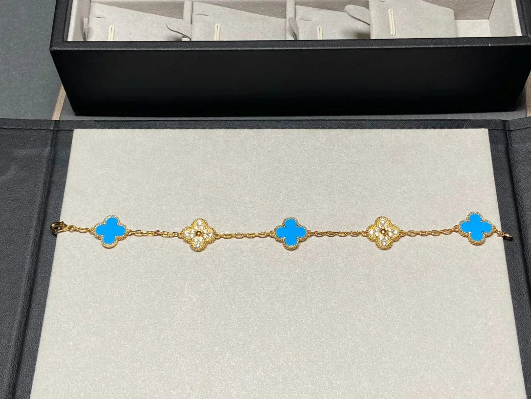 [⭐⭐JeweliWhal] CLOVER 5 MOTIF BLUE AGATE BRACELET COLLECTION