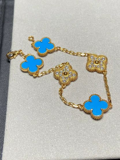 [⭐⭐JeweliWhal] CLOVER 5 MOTIF BLUE AGATE BRACELET COLLECTION