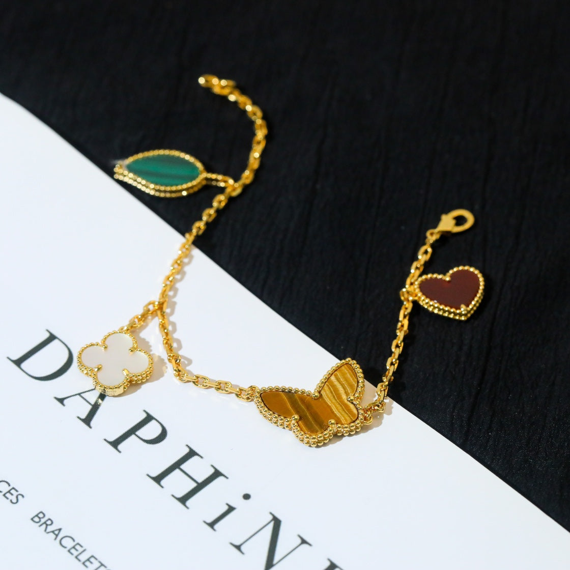 [⭐⭐JeweliWhal]GLÜCKSBRINGENDES 5-MOTIV-ARMBAND IN GOLD