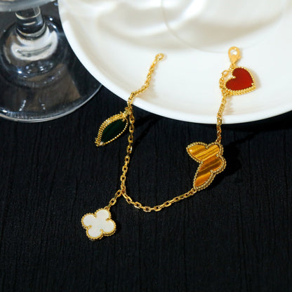 [⭐⭐JeweliWhal]GLÜCKSBRINGENDES 5-MOTIV-ARMBAND IN GOLD