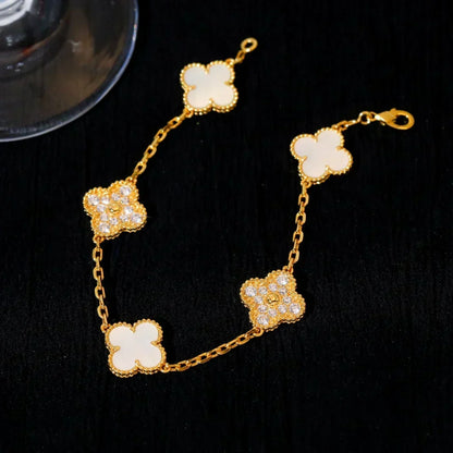 [⭐⭐JeweliWhal]CLOVER WHITE PEARL MOP 5 MOTIF BRACELET COLLECTION