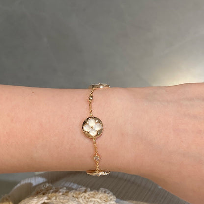 [⭐⭐JeweliWhal]STAR AND SUN 4 MOTIF WHITE MOP PINK GOLD BRACELET
