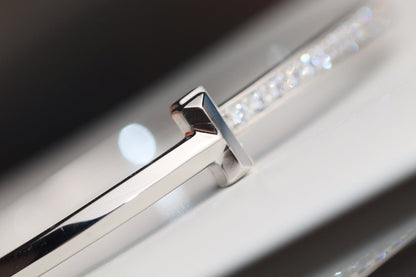 [JeweliWhal]NARROW T1 HINGED BANGLE DIAMOND SILVER