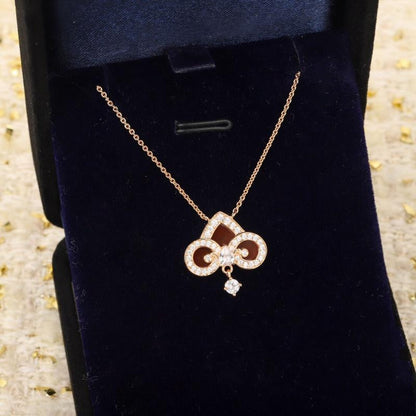[JeweliWhal]FLEUR DE LIS PINK GOLD DIAMOND NECKLACE