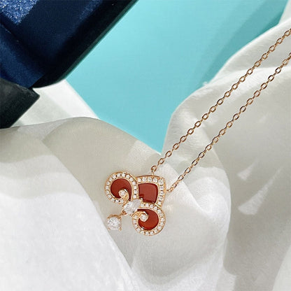 [JeweliWhal]FLEUR DE LIS PINK GOLD DIAMOND NECKLACE