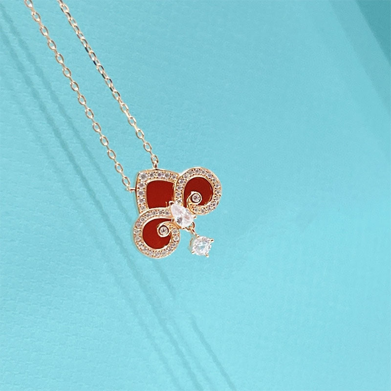 [JeweliWhal]FLEUR DE LIS PINK GOLD DIAMOND NECKLACE
