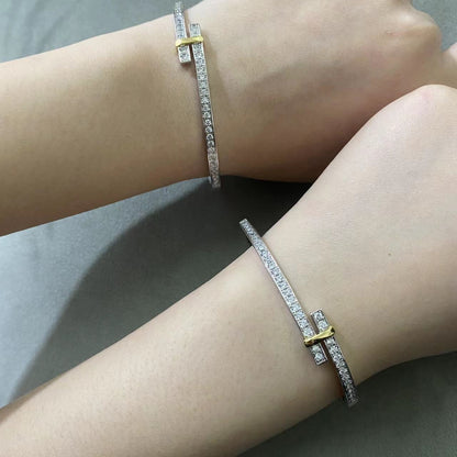 [JeweliWhal]EDGE DIAMOND GOLD SILVER BRACELET