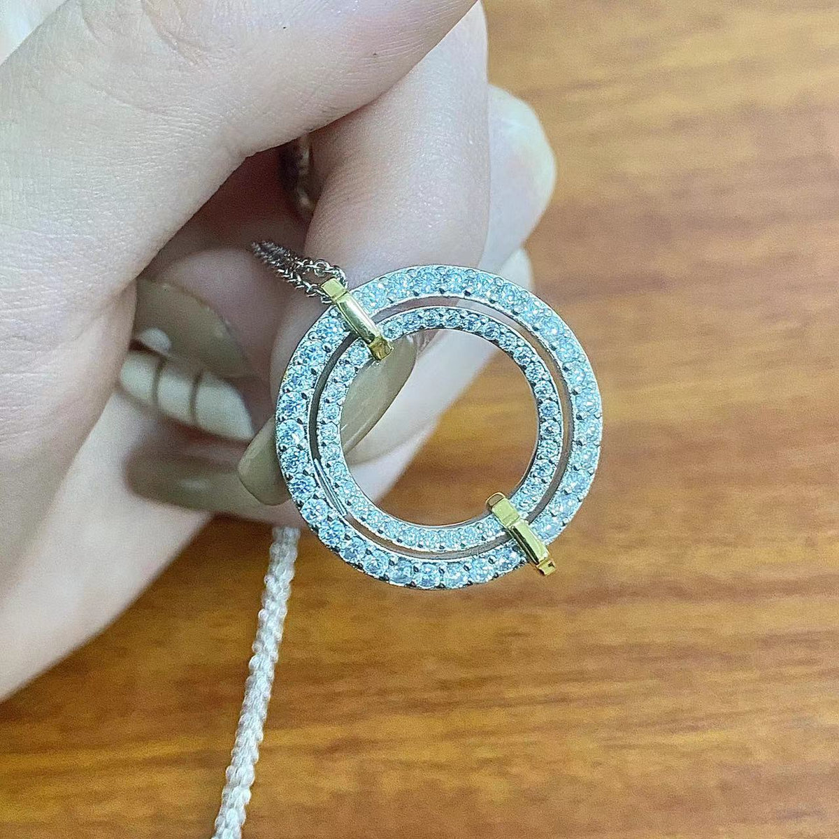 [JeweliWhal]EDGE DIAMOND GOLD SILVER NECKLACE