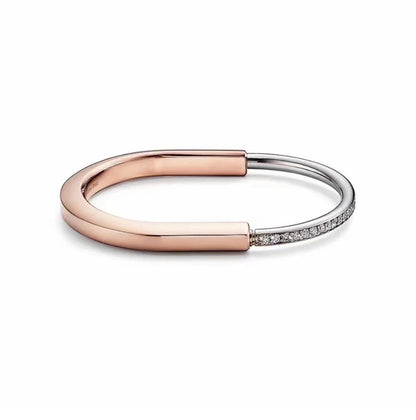 [JeweliWhal]LOCK PINK GOLD SILVER DIAMOND BRACELET