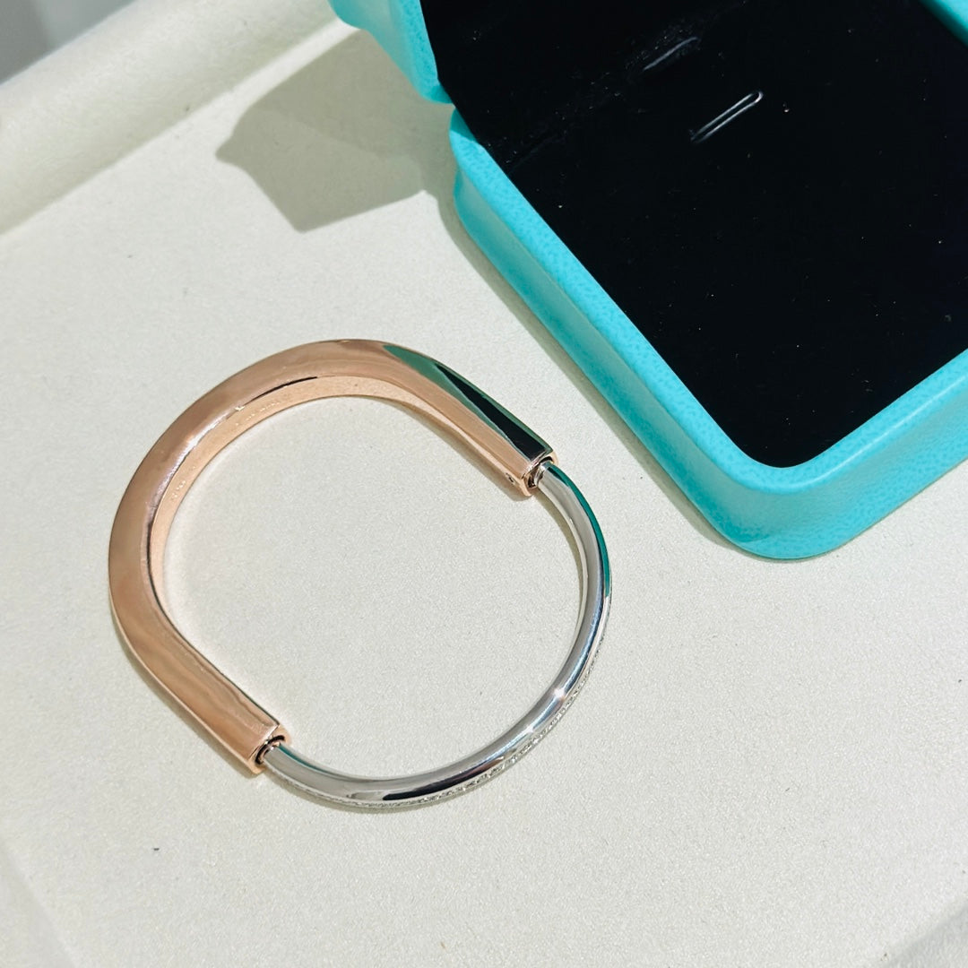 [JeweliWhal]LOCK PINK GOLD SILVER DIAMOND BRACELET