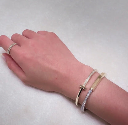 [JeweliWhal]LOCK PINK GOLD SILVER DIAMOND BRACELET
