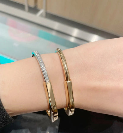[JeweliWhal]LOCK PINK GOLD SILVER DIAMOND BRACELET