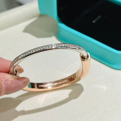 [JeweliWhal]LOCK PINK GOLD SILVER DIAMOND BRACELET