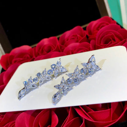 [JeweliWhal]VICTORIA SILVER DIAMOND DROP EARRINGS
