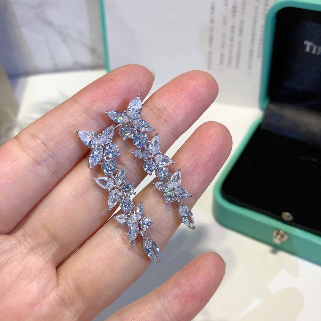 [JeweliWhal]VICTORIA SILVER DIAMOND DROP EARRINGS