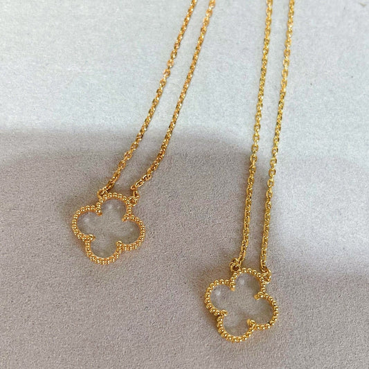[⭐⭐JeweliWhal]CLOVER ROCK CRYSTAL ROSE GOLD NECKLACE