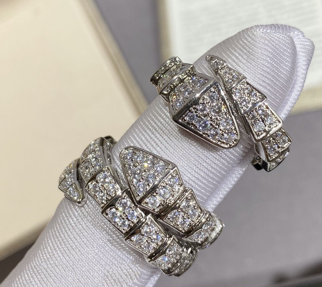 [⭐⭐JeweliWhal]SERPENTI LARGE RING SILVER DIAMOND PAVED