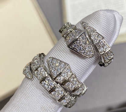 [⭐⭐JeweliWhal]SERPENTI LARGE RING SILVER DIAMOND PAVED