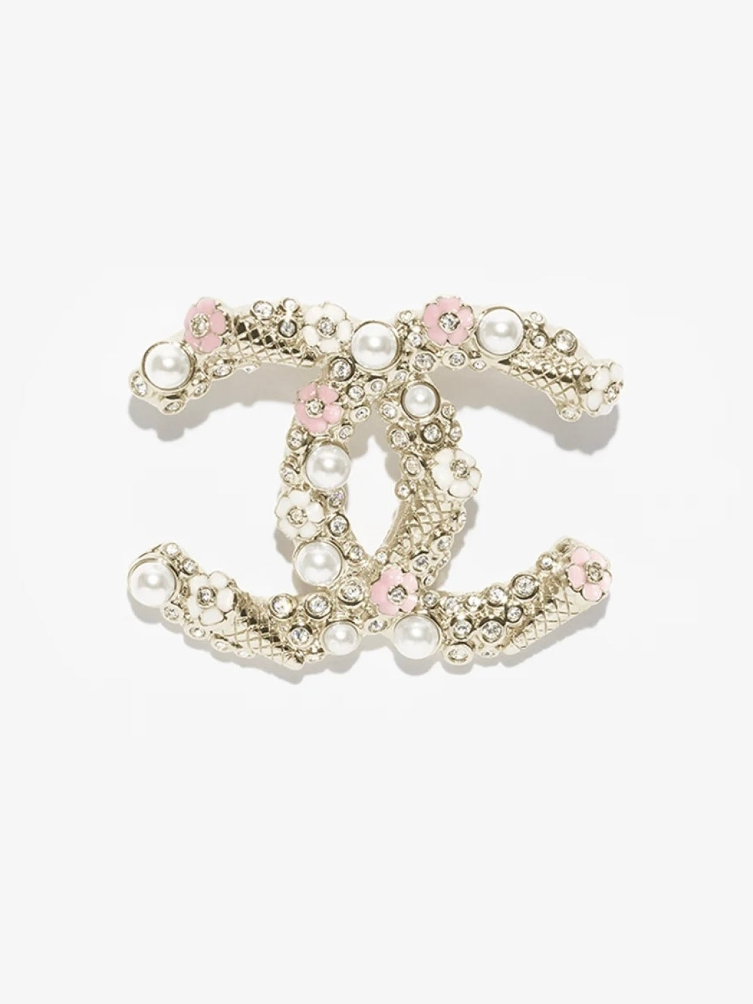 [⭐⭐JeweliWhal]26C Brosche mit rosa-weißer Emaille-Eistüte und Doppel-C