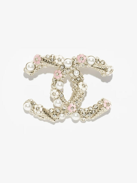 [⭐⭐JeweliWhal]26C Pink-White Enamel Ice Cream Cone Double C Brooch