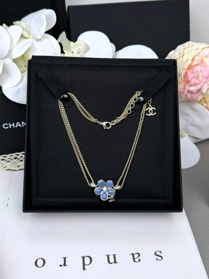 [⭐⭐JeweliWhal]New Blue Floral Double-Layer Necklace