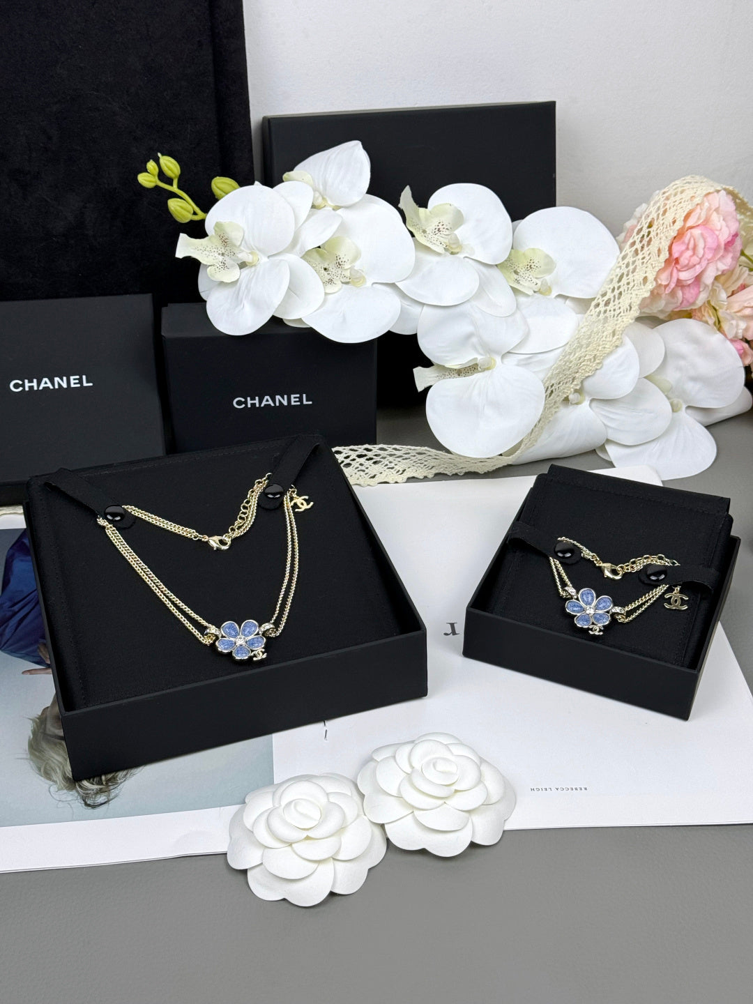 [⭐⭐JeweliWhal]New Blue Floral Double-Layer Necklace