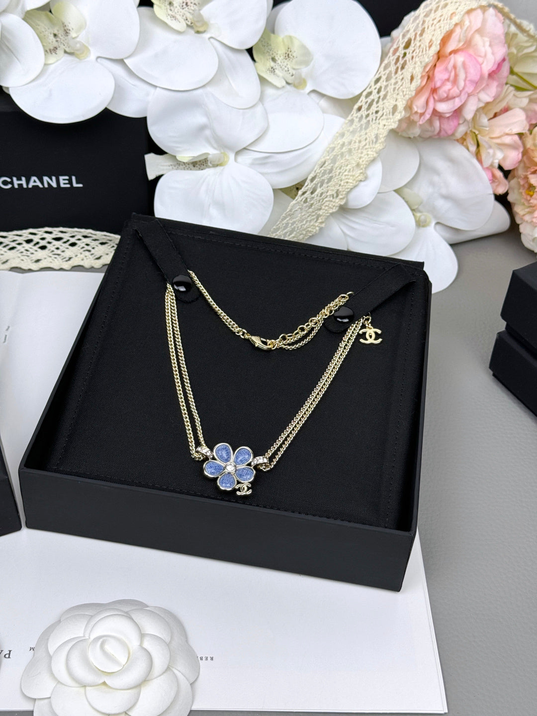 [⭐⭐JeweliWhal]New Blue Floral Double-Layer Necklace