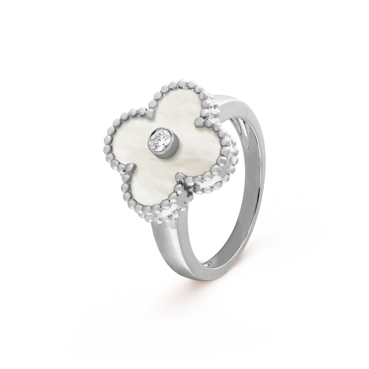 [⭐⭐JeweliWhal]CLOVER SILVER MOP DIAMOND RING