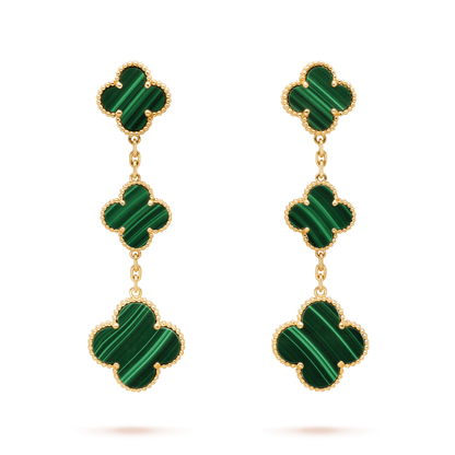 [⭐⭐JeweliWhal]CLOVER MALACHITE 3 MOTIFS GOLD