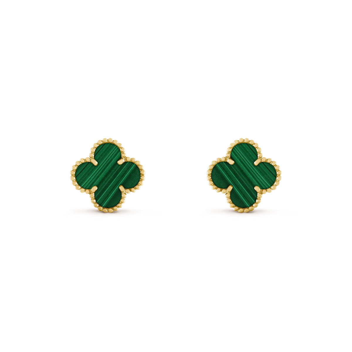 [⭐⭐JeweliWhal]CLOVER MEDIUM 1 MOTIFS MALACHITE  EARRINGS